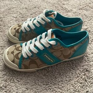 Coach teal/brown shoes size 5US